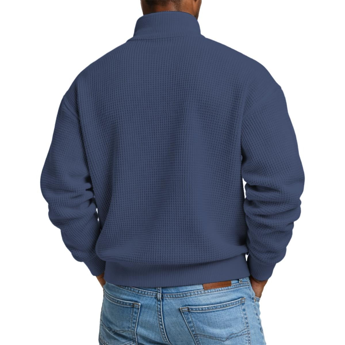 Australian South Sea Island, and Aboriginal Men's Waffle Knit Casual Sweatshirt With Half Zipper