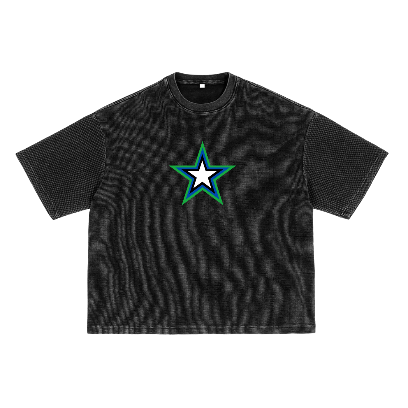 Waffle-Texture Washed Boxy T-Shirt