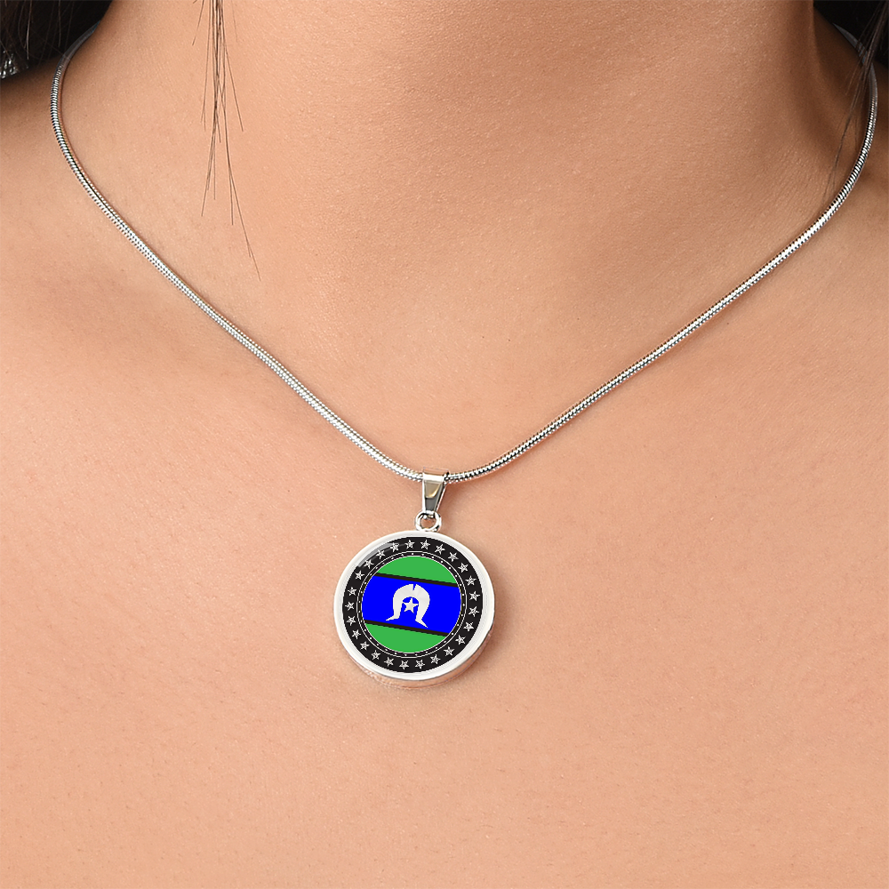 Torres Strait Islander Flag Round Pendant Necklace| Torres Strait Islander Jewelry | Cultural Circle Pendant Gift