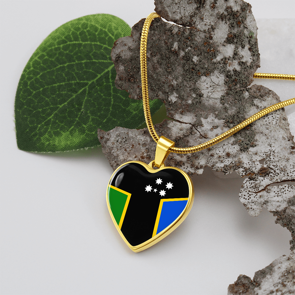 Australian South Sea Island Flag Heart Necklace | ASSI Flag Necklace |Heritage Heart Pendant | Cultural Pride Gift