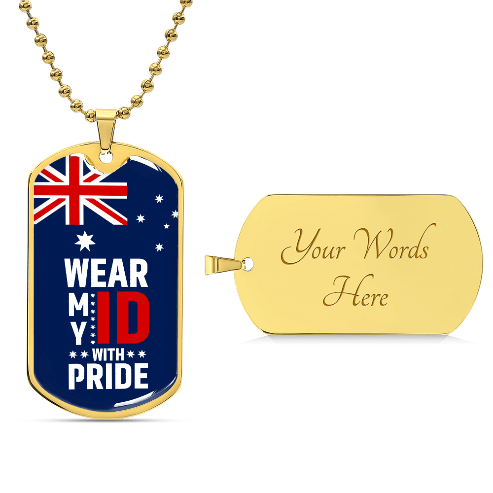 Australia Flag Dog Tag Necklace | Military ID Pendant | Wear My ID With Pride Patriotic Gift