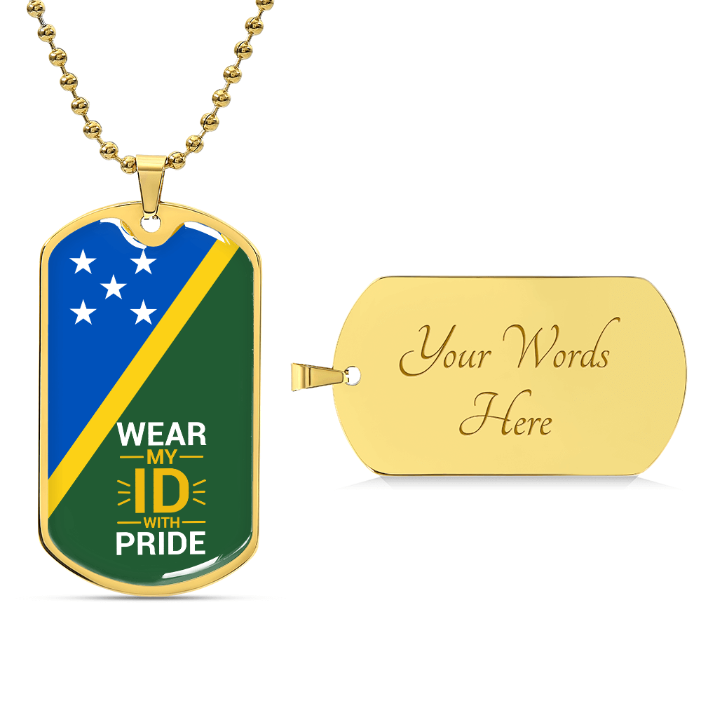 Solomon Islands Flag Dog Tag Necklace | Wear My ID With Pride | Patriotic Military Necklace Gift