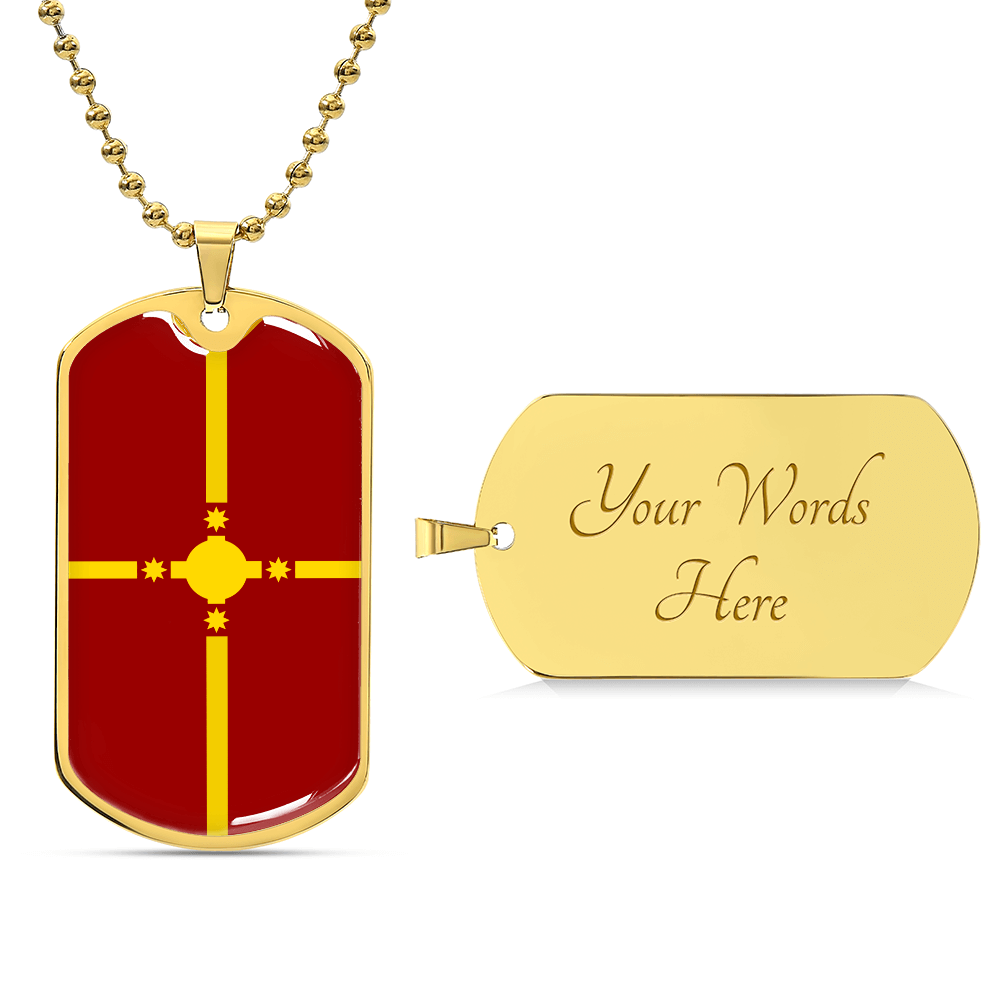 Rotuma Flag Gold Dog Tag Necklace | Rotuman Pride Pendant | Gold Stainless Steel Flag Necklace | Rotuma Heritage Jewelry | Gift for Rotumans