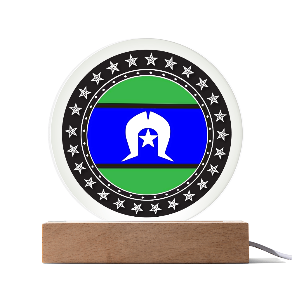 Torres Strait Islander Flag LED Acrylic Plaque | Indigenous Australian Pride Night Light | Torres Strait Islander LED Lamp | Cultural Desk Decor | Acrylic LED Display