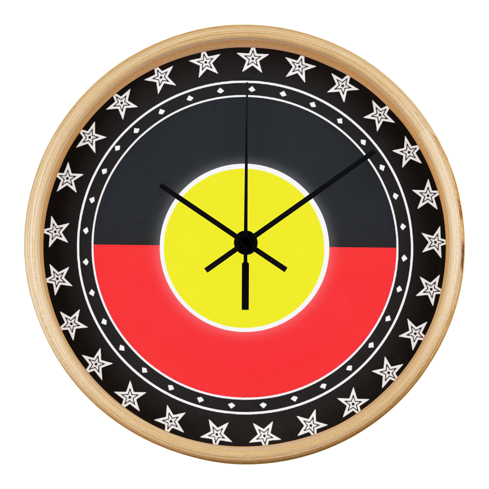 Australian Aboriginal Flag Wall Clock | Australia Cultural Wall Clock | Round Silent Wall Clock