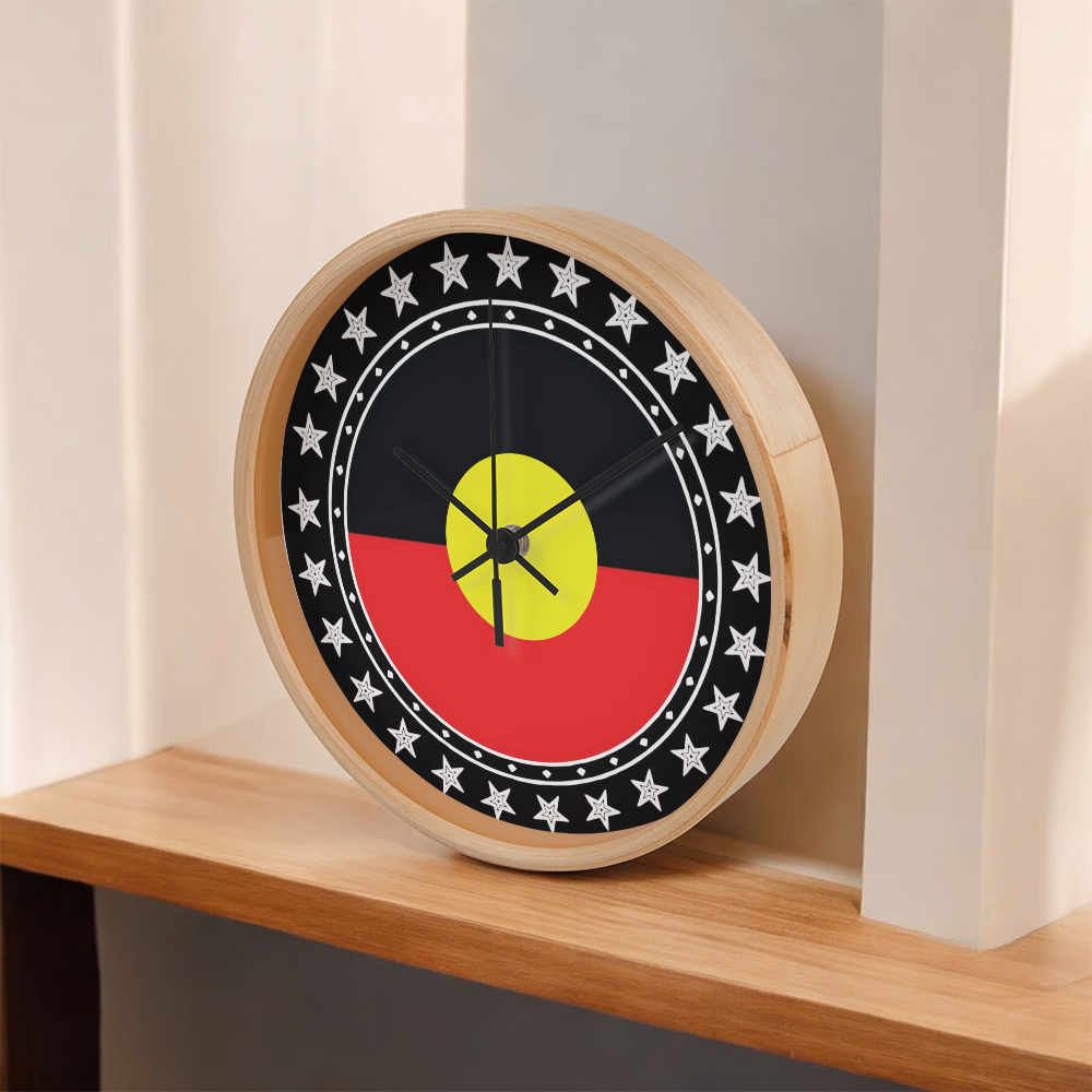 Australian Aboriginal Flag Wall Clock | Indigenous Australian Wall Clock | Aboriginal Pride Home Decor | Cultural Gift