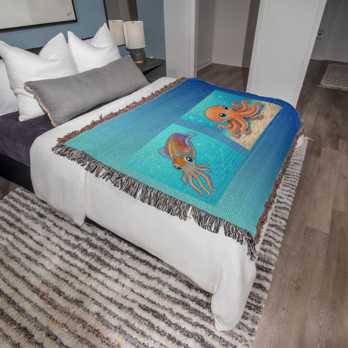 Baby Squid and Octopus Heirloom Woven Blanket