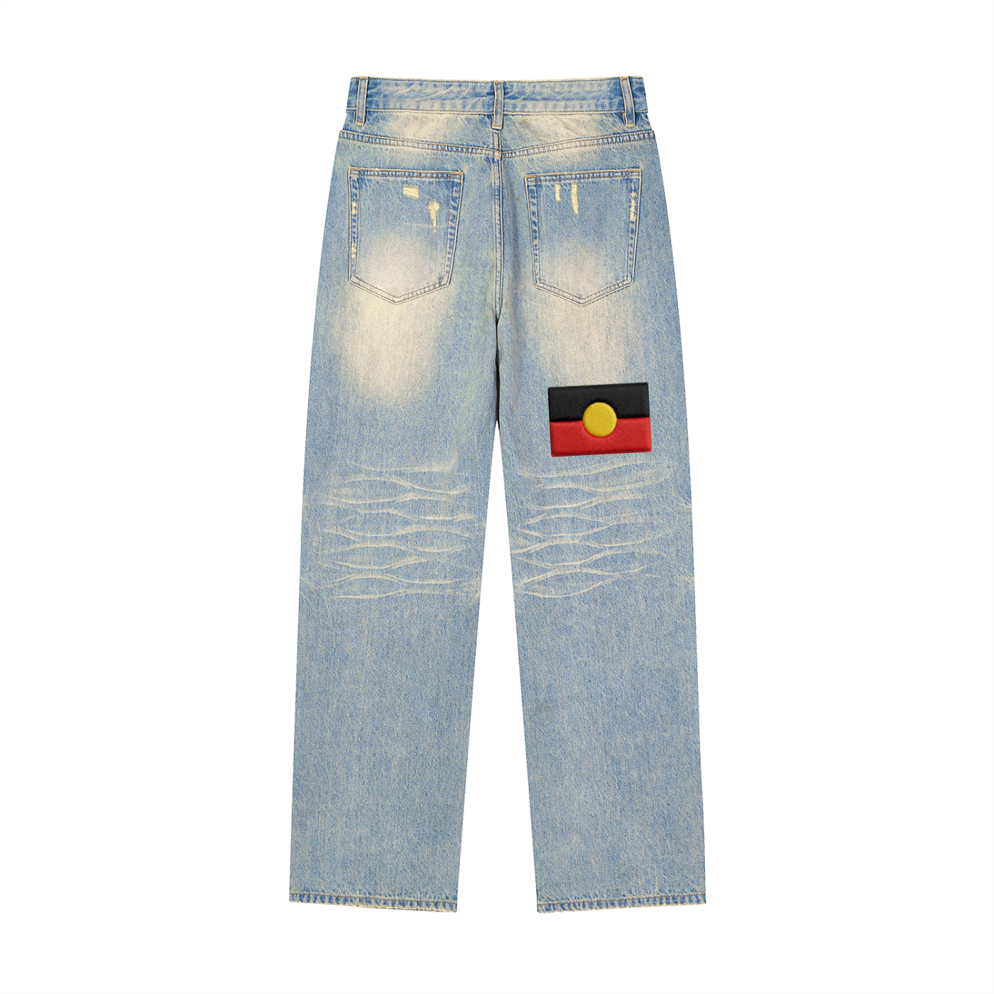 Aboriginal, Sun Fade Raw Hem Denim Jeans - Wear It, With Pride.