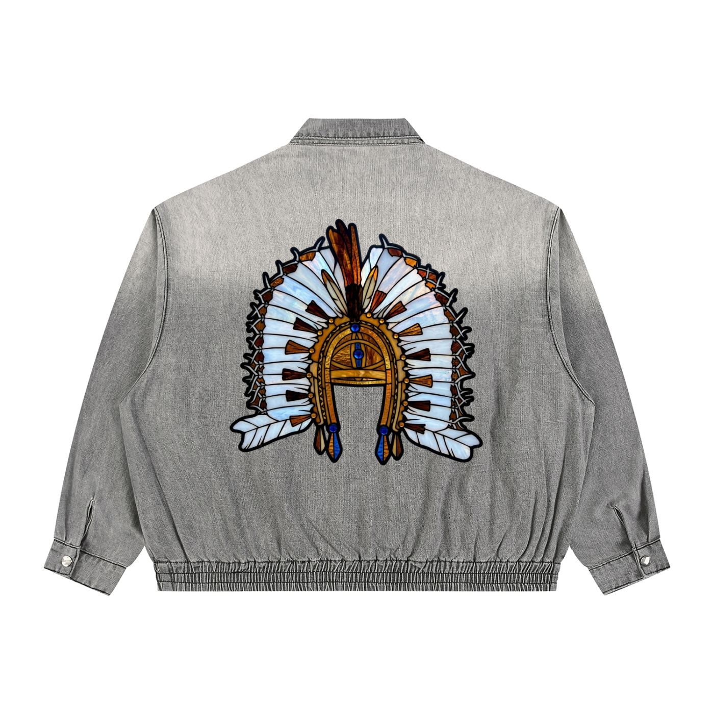 Unisex Vintage Wash Full-Zip Denim Jacket
