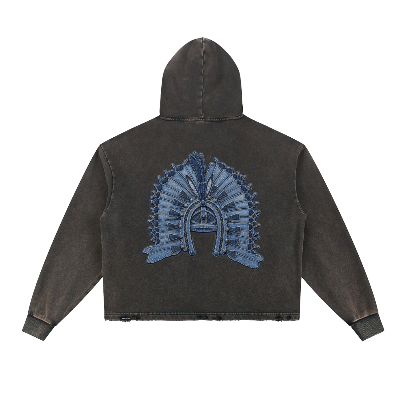 Vintage Washed Frayed-Hem Hoodie