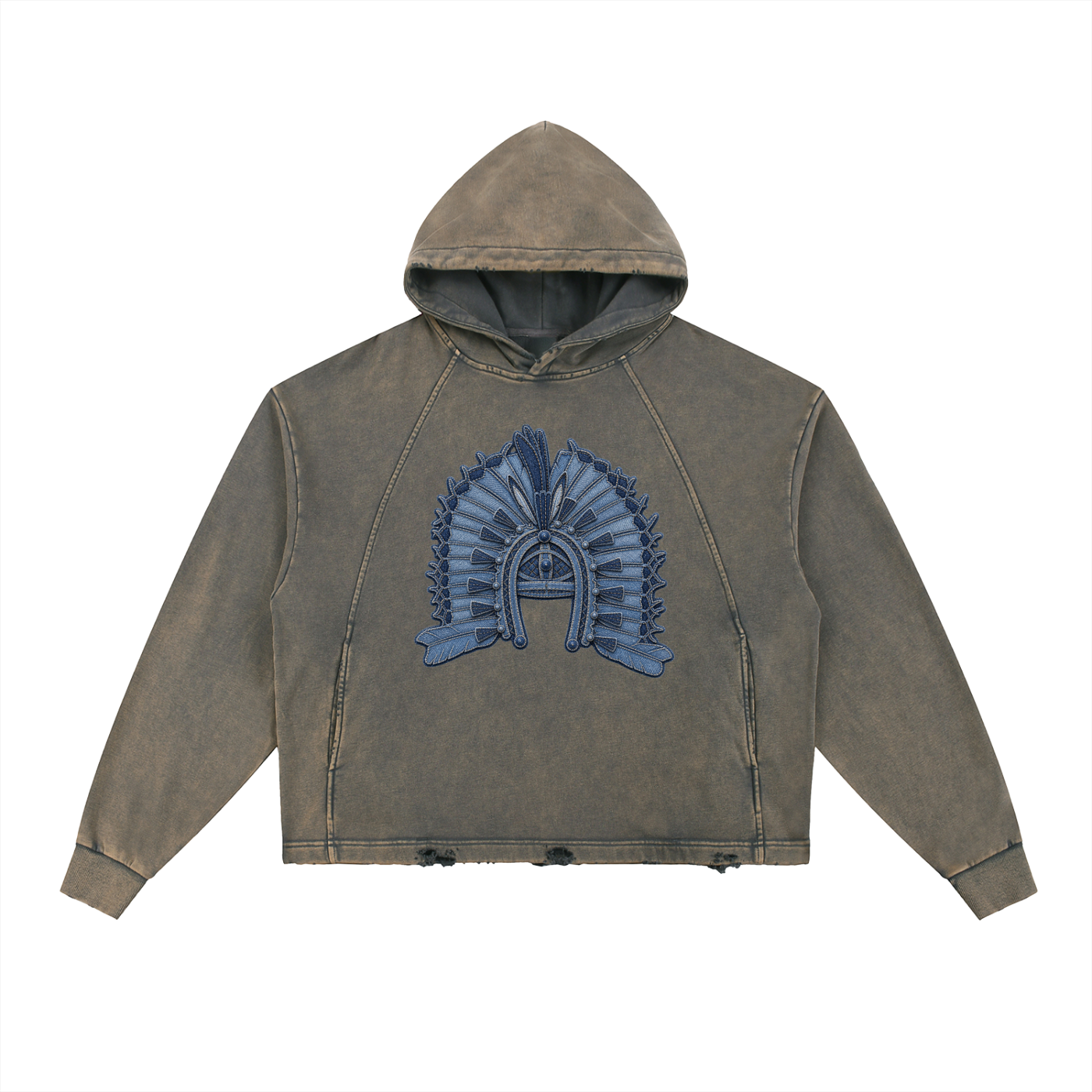 Vintage Washed Frayed-Hem Hoodie