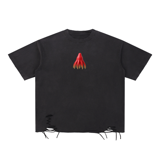 Snow Washed Raw-Hem T-Shirt