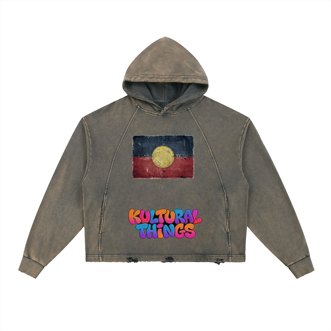 Aboriginal And Kultural Things Vintage Washed Frayed-Hem Hoodie