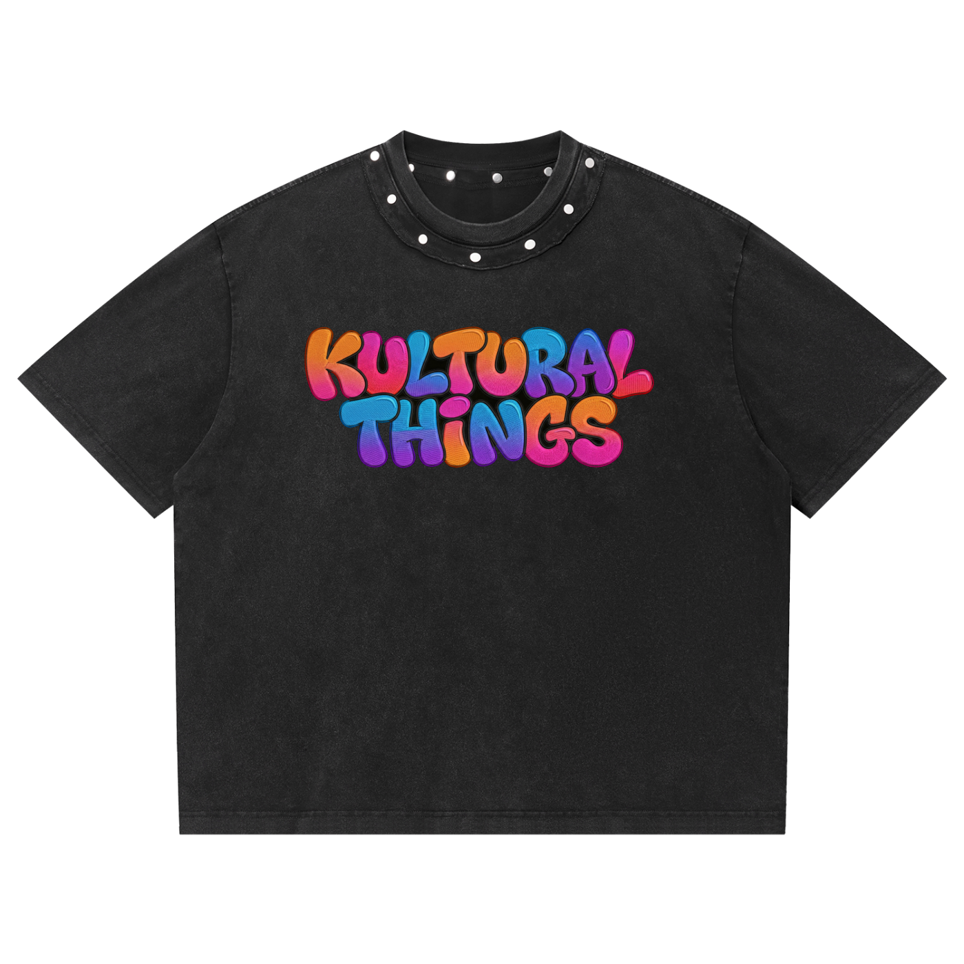 Kultural Things Unisex Washed Boxy Studded T-Shirt