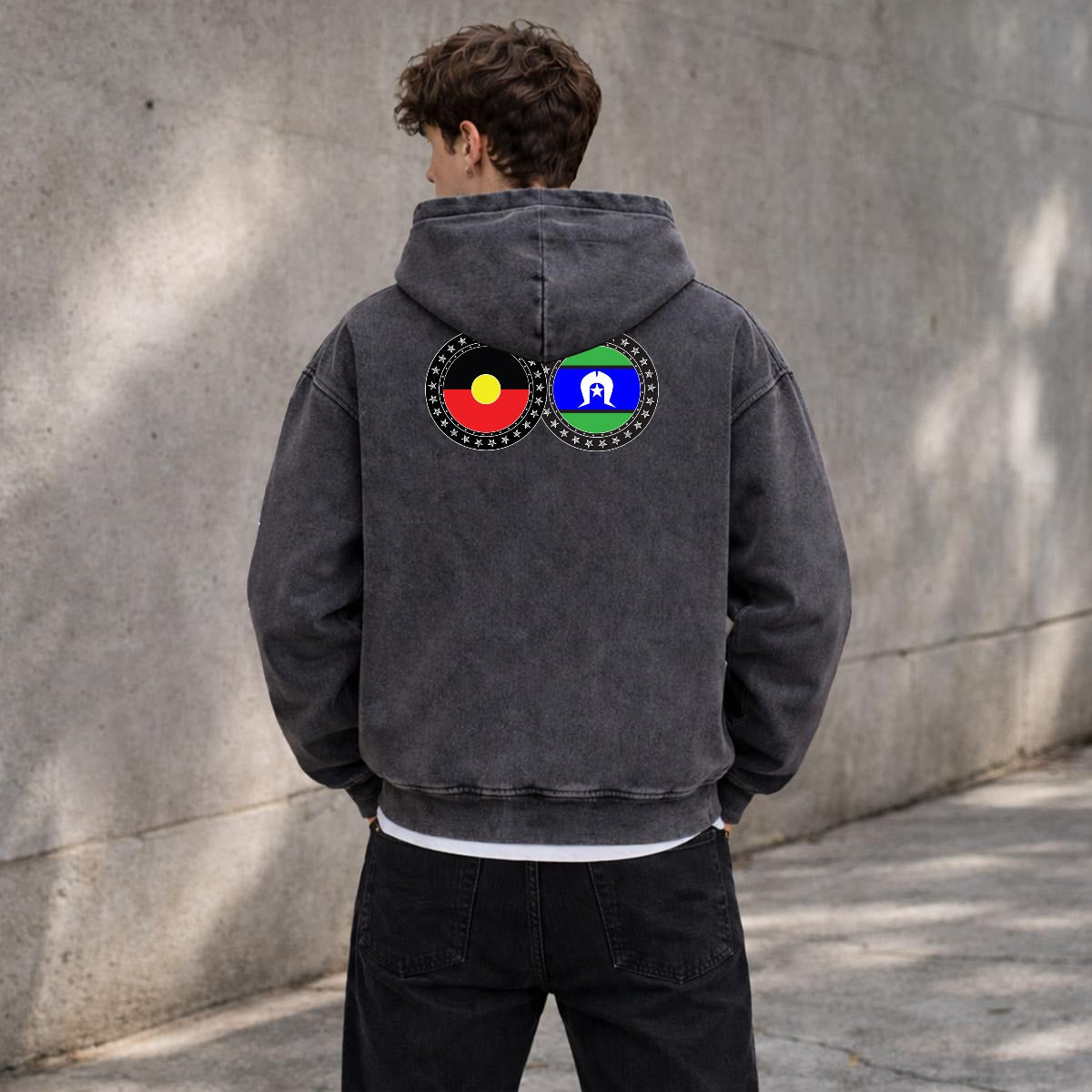 Aboriginal & Torres Strait Men’s Fleece-Lined Vintage Wash Zip Hoodie
