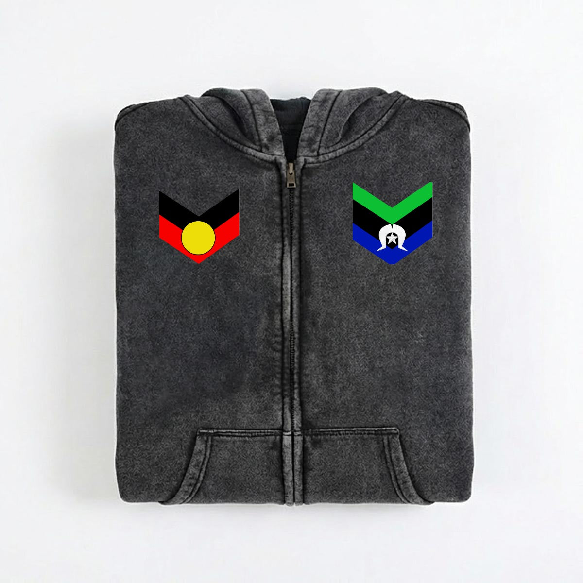 Aboriginal & Torres Strait Men’s Fleece-Lined Vintage Wash Zip Hoodie