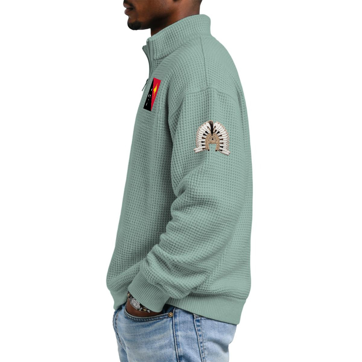 Torres Strait & PNG Men's Waffle Knit Casual Sweatshirt