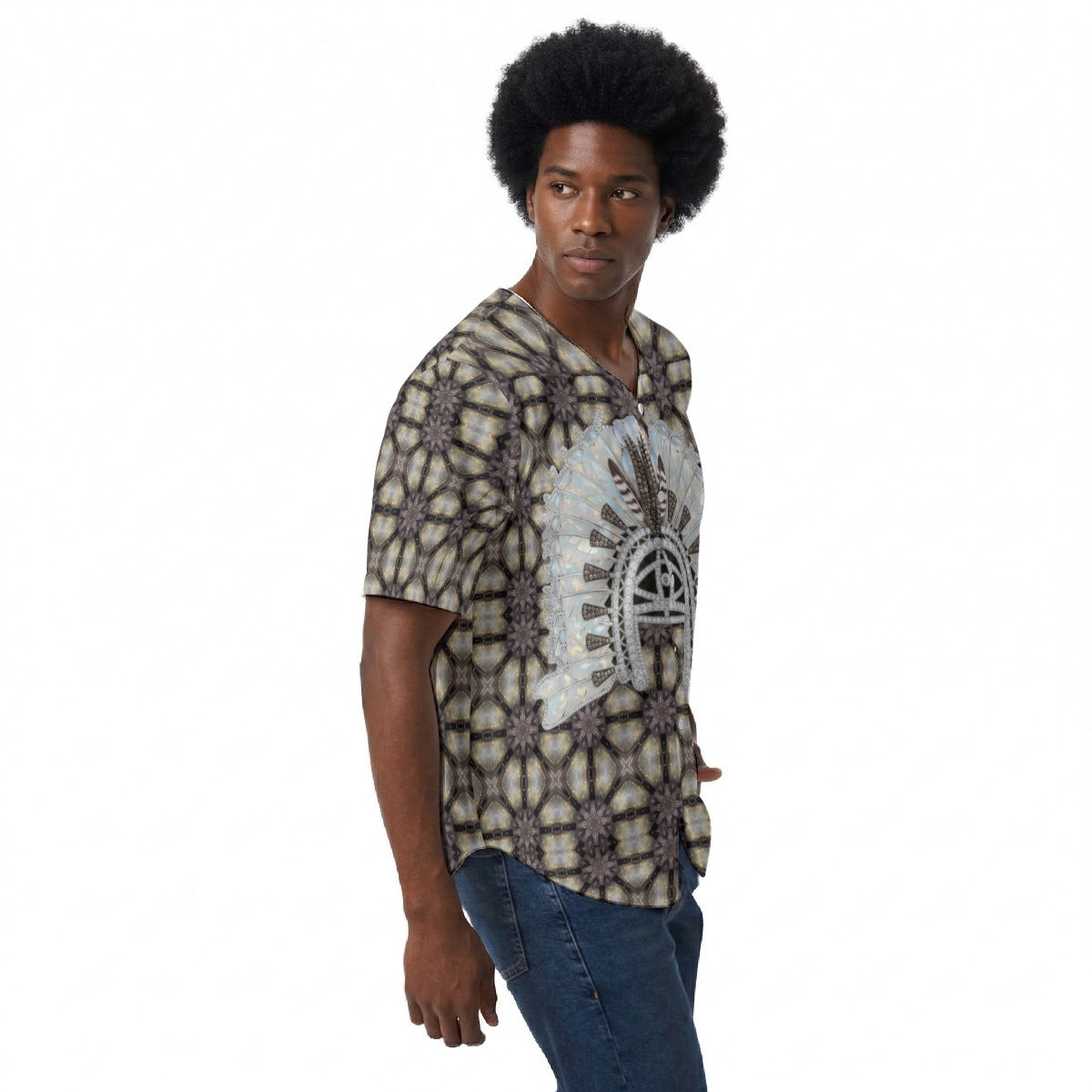 Dhoeri On Sea Mullet Pattern Design All-Over Print Men's Short Sleeve Baseball Jersey