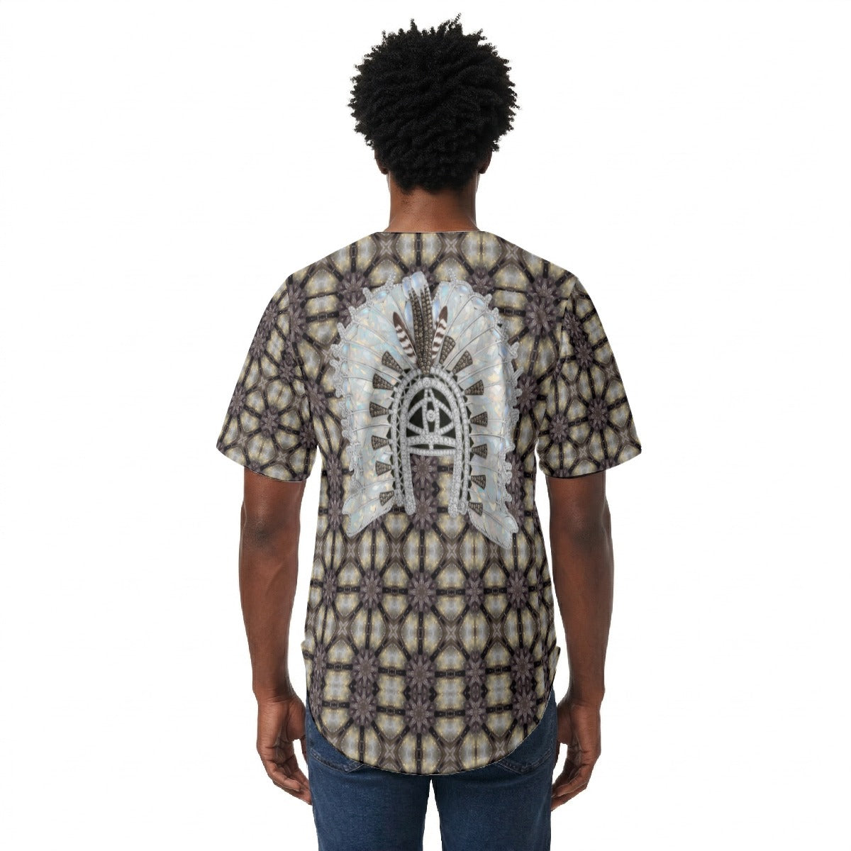 Dhoeri On Sea Mullet Pattern Design All-Over Print Men's Short Sleeve Baseball Jersey