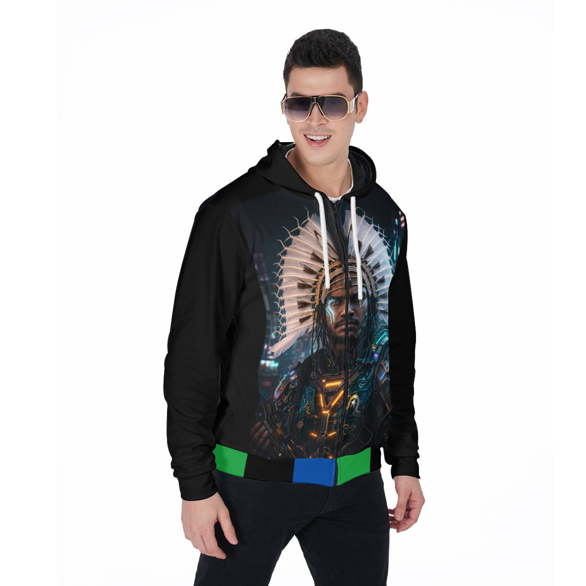 ZK Future Cyber Warrior Zip Up Hoodie With Pocket