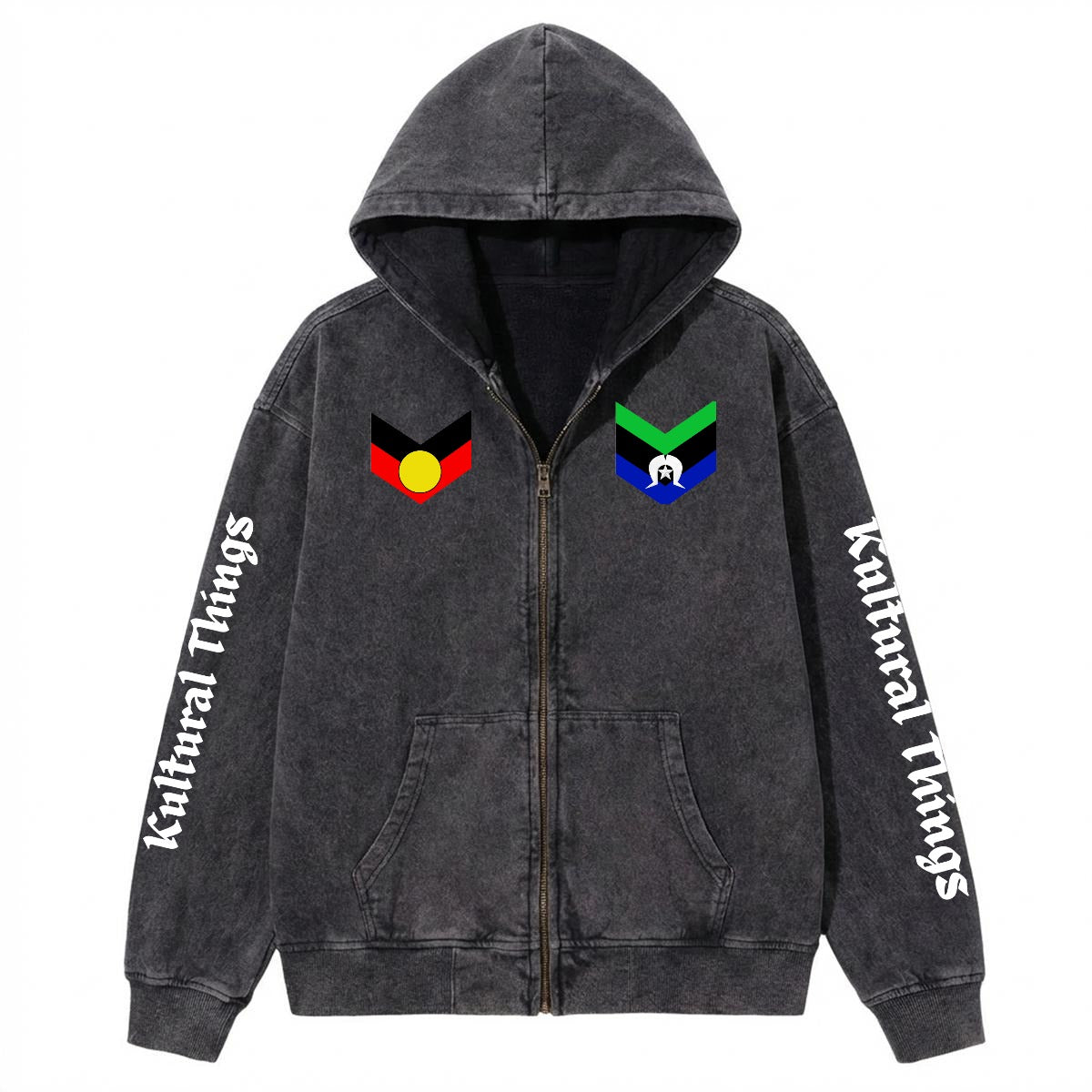 Aboriginal & Torres Strait Men’s Fleece-Lined Vintage Wash Zip Hoodie