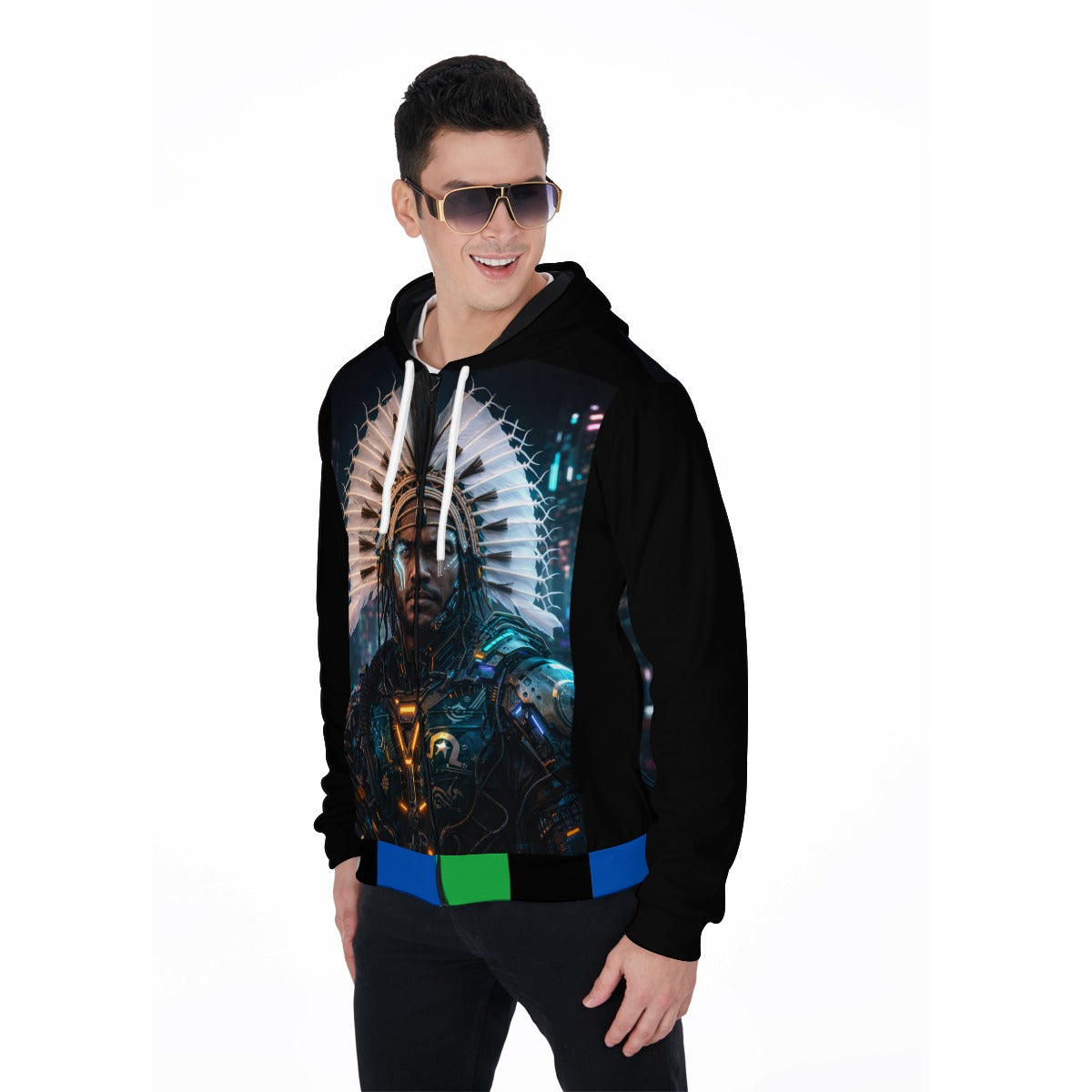 ZK Future Cyber Warrior Zip Up Hoodie With Pocket