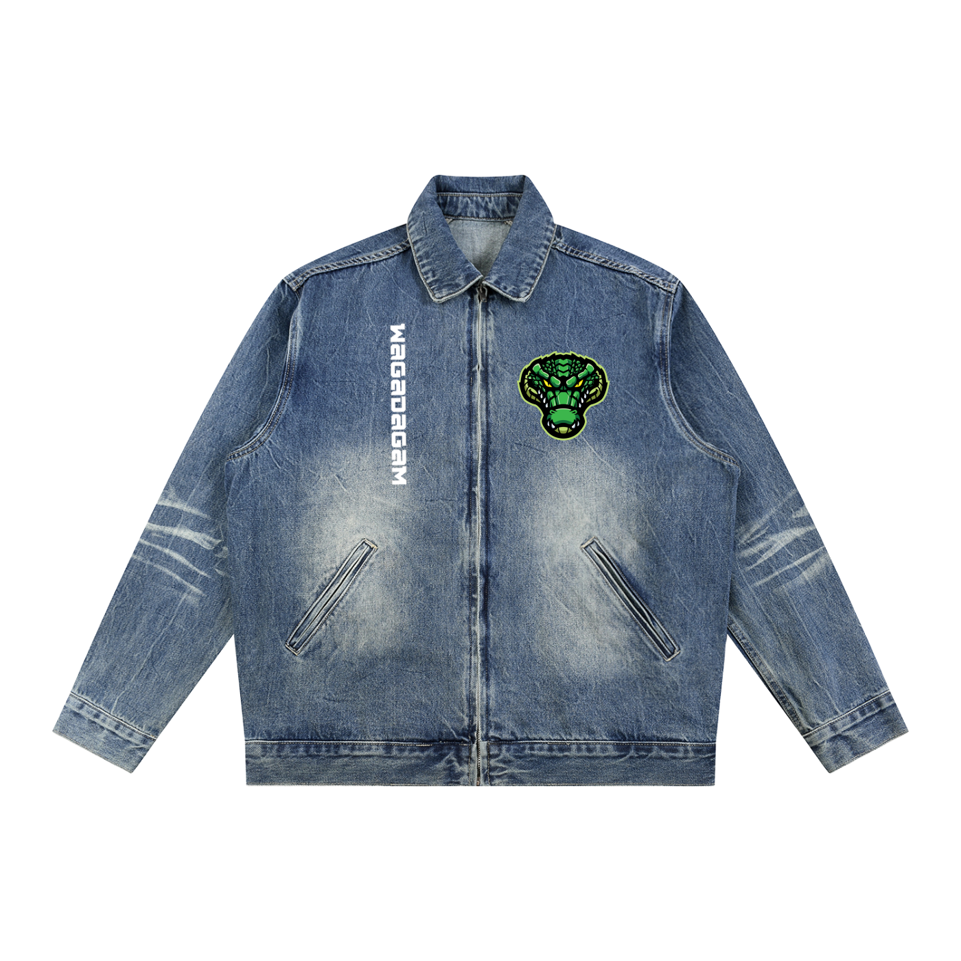 Wagadagam, Vintage Wash Zip Up Denim Jacket - Wear it, with Pride.