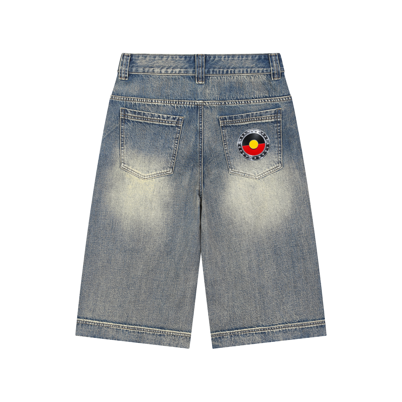 Aboriginal, Vintage Wash Baggy Denim Shorts. Always Was, Always Will Be.