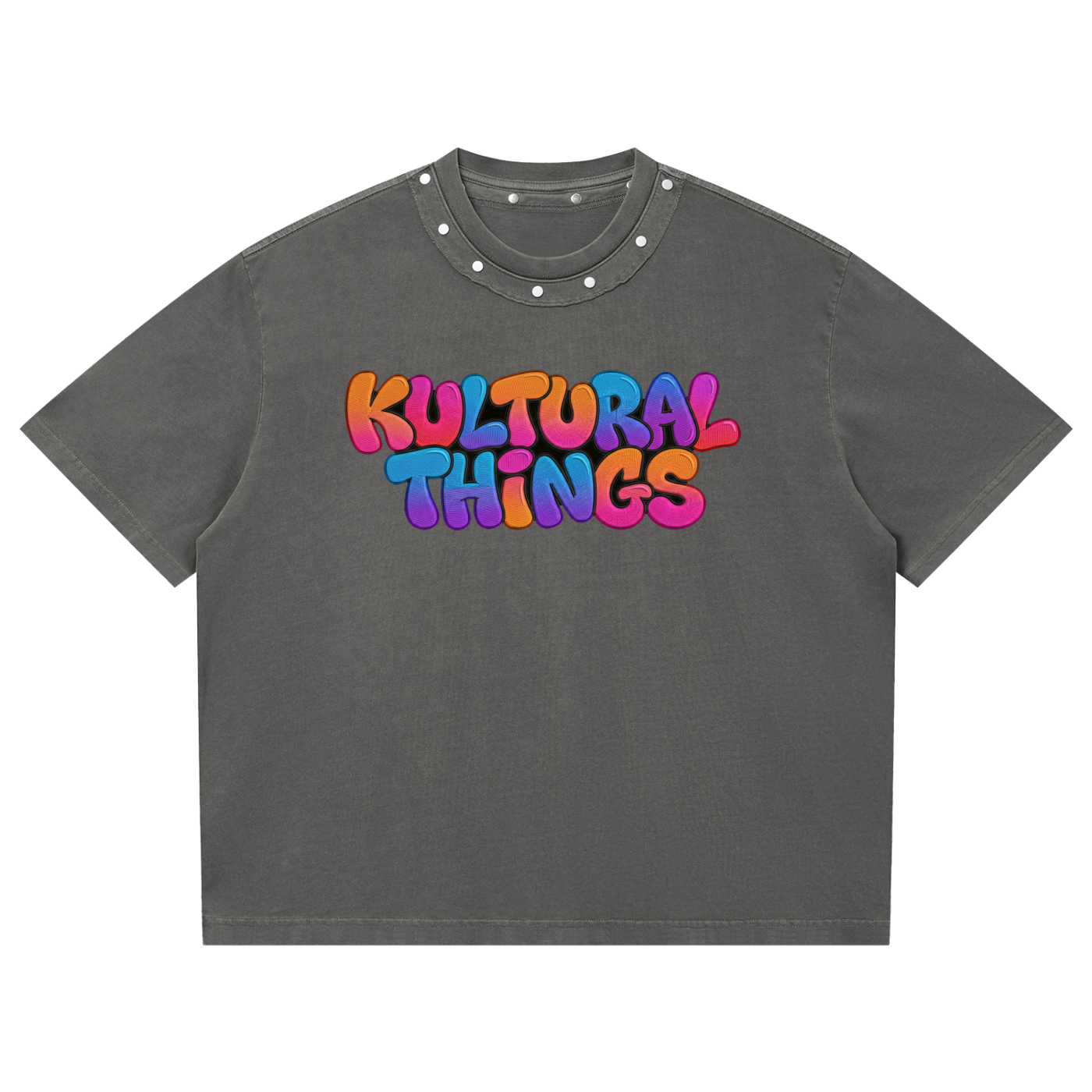 Kultural Things Unisex Washed Boxy Studded T-Shirt