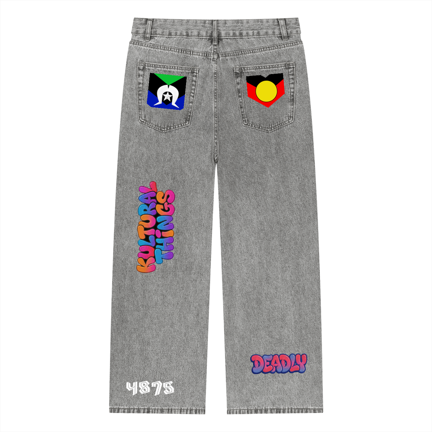 Unisex Vintage Wash Straight Leg Jeans