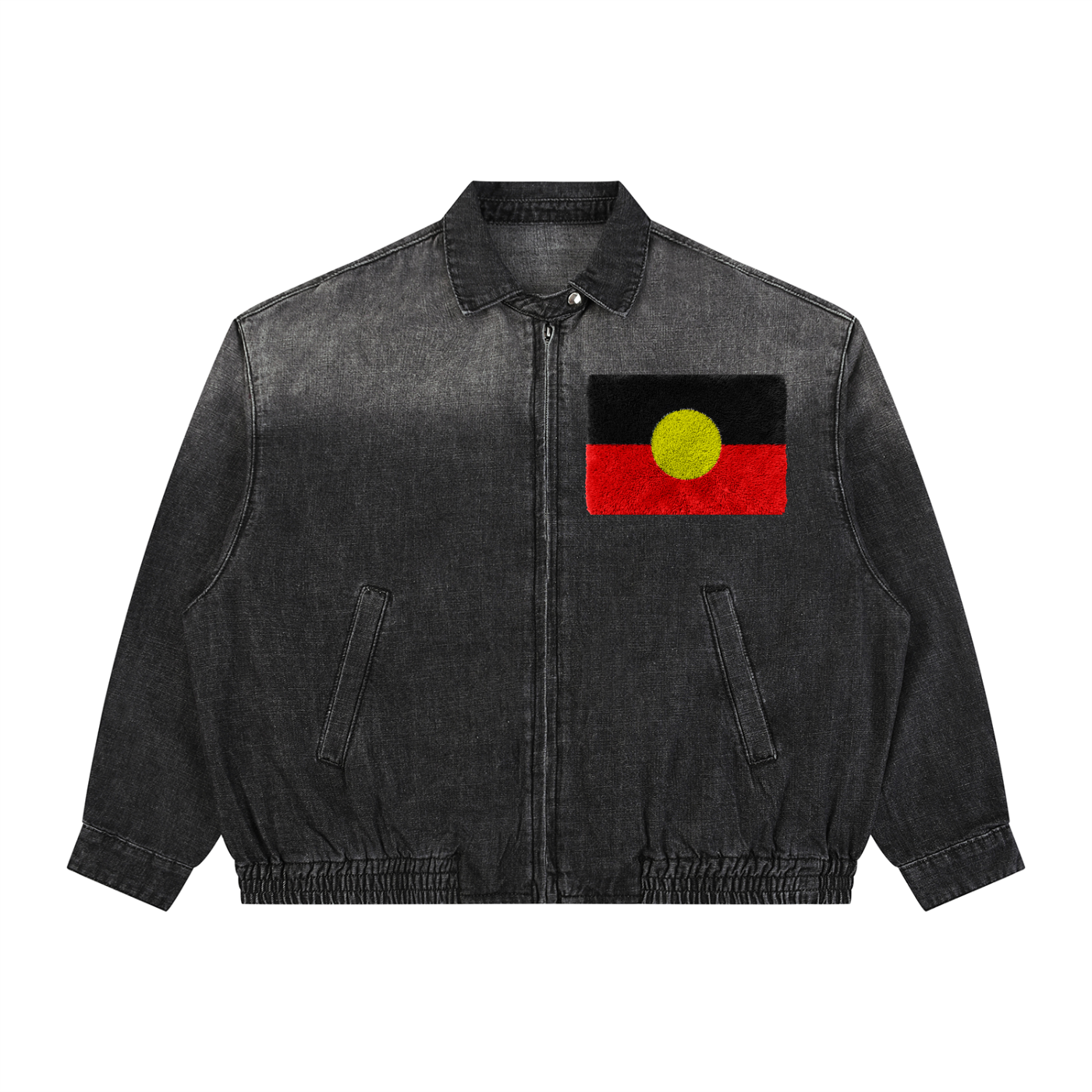 Unisex Vintage Wash Full-Zip Denim Jacket
