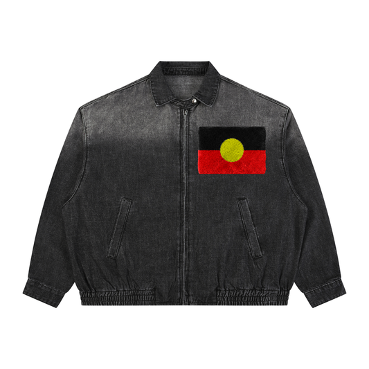 Unisex Vintage Wash Full-Zip Denim Jacket