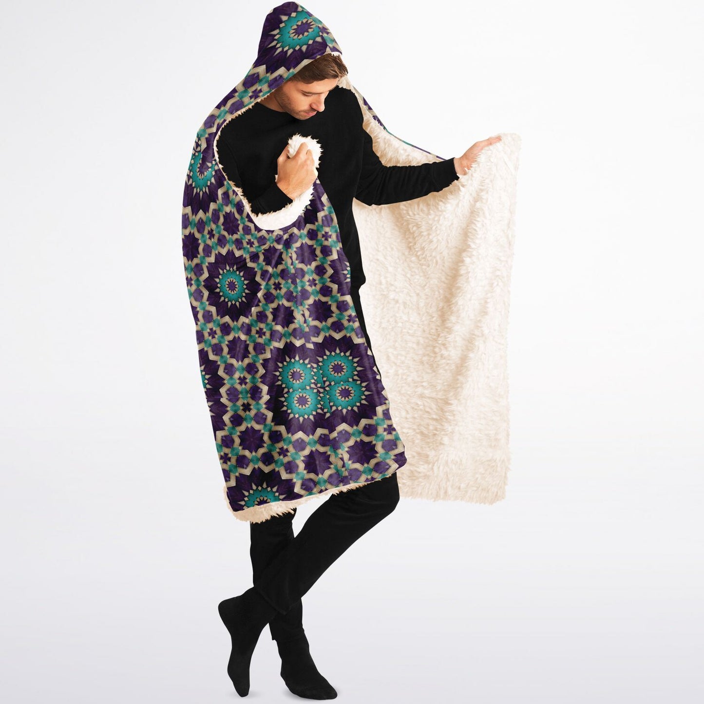Hooded Blanket Sherpa - AOP
