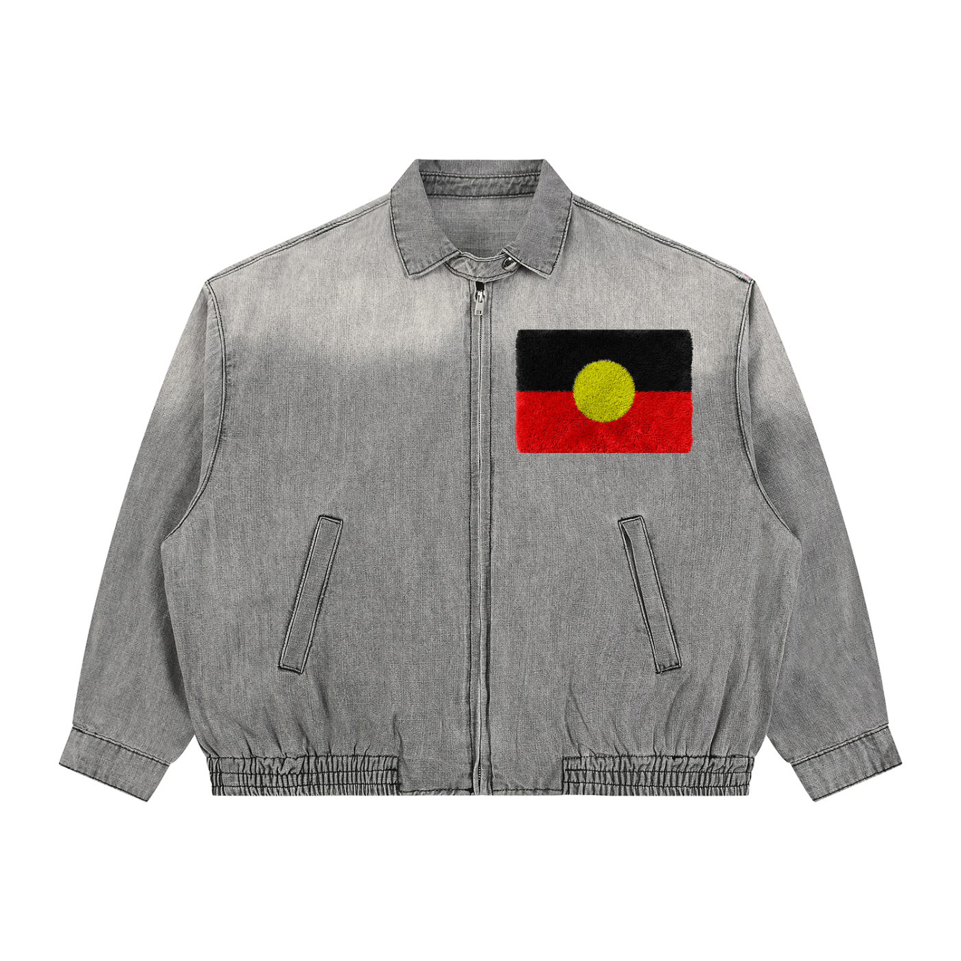 Unisex Vintage Wash Full-Zip Denim Jacket