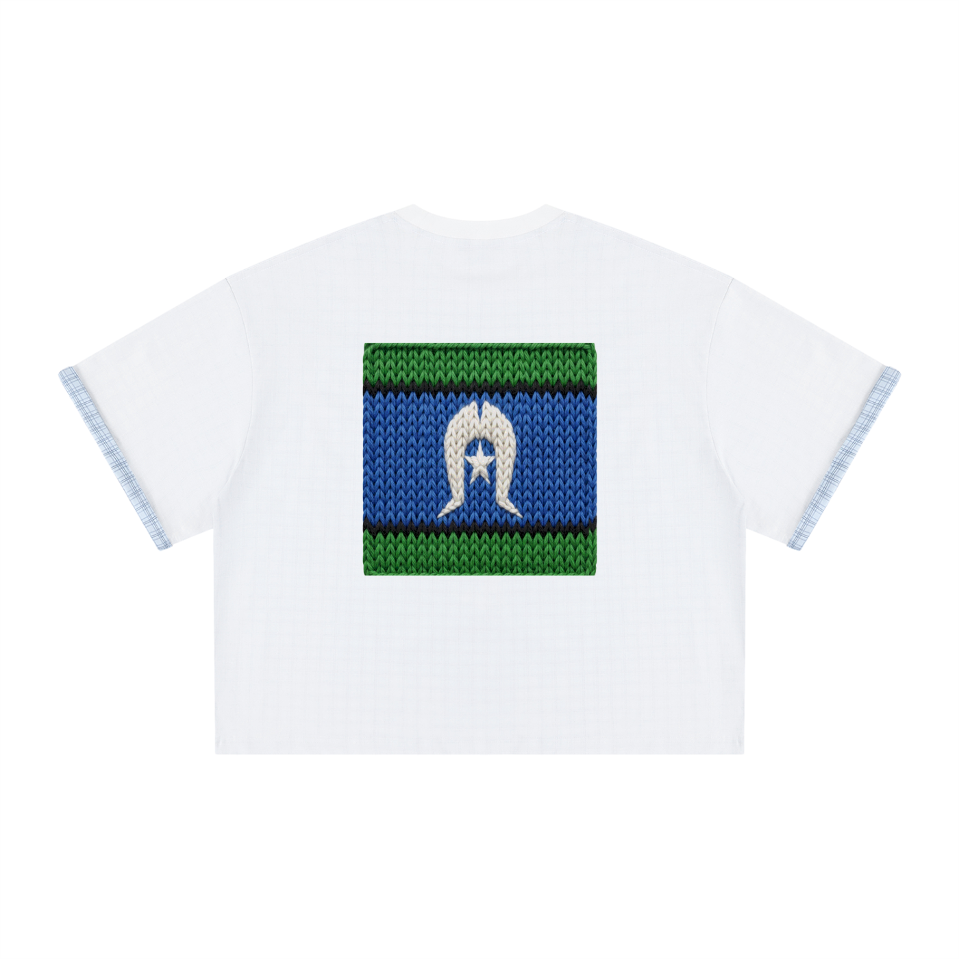 Unisex Boxy Plaid-Lined Double-Face T-Shirt