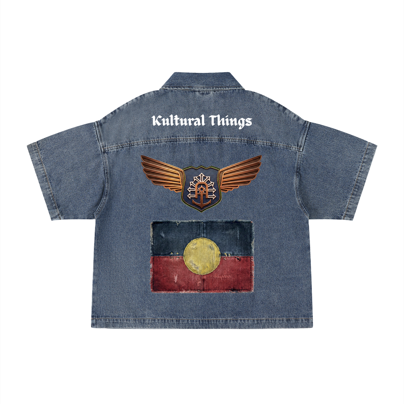 Unisex Vintage Wash Boxy Quarter-Zip Denim Shirt