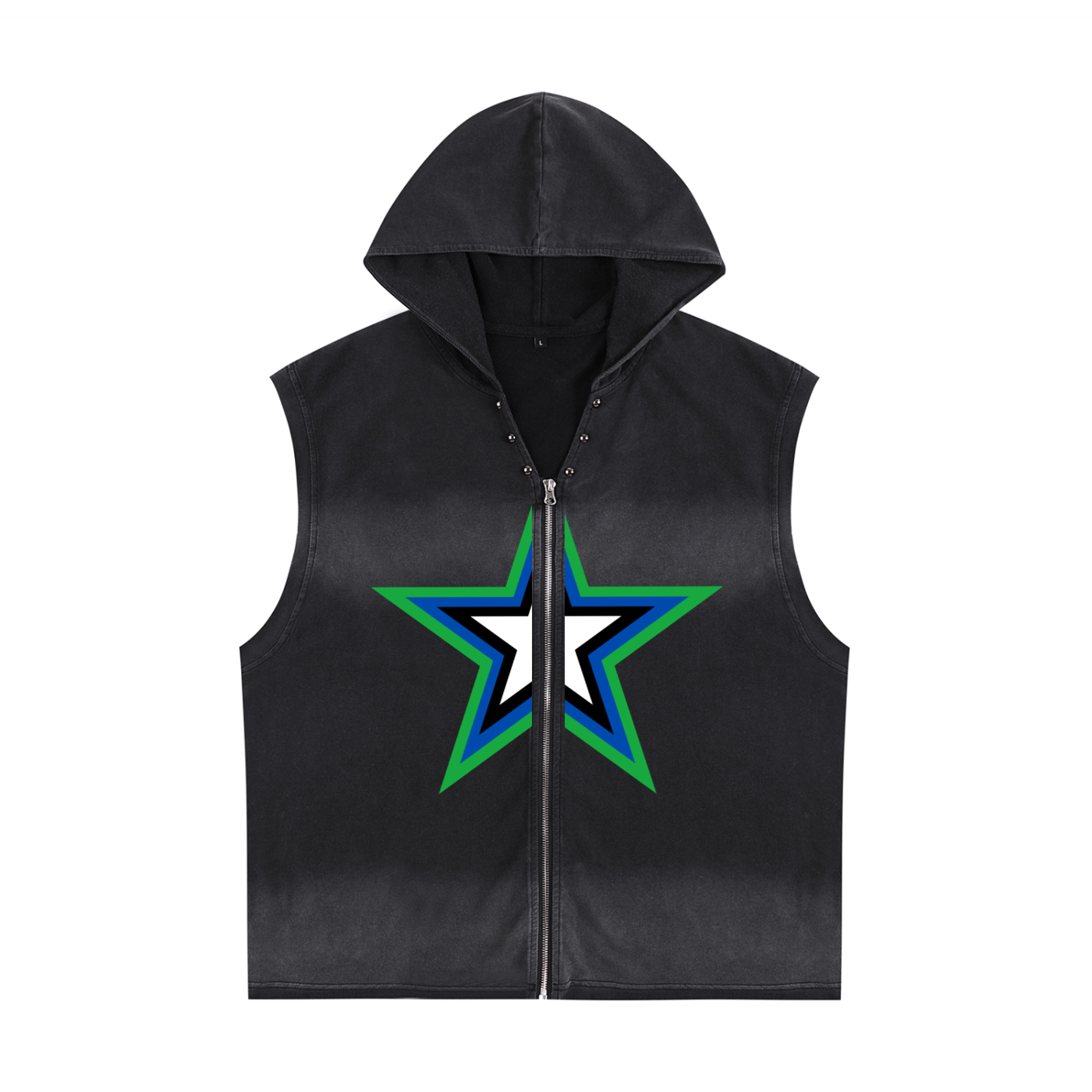 Vintage Washed Zip-Up Hooded Tank Top