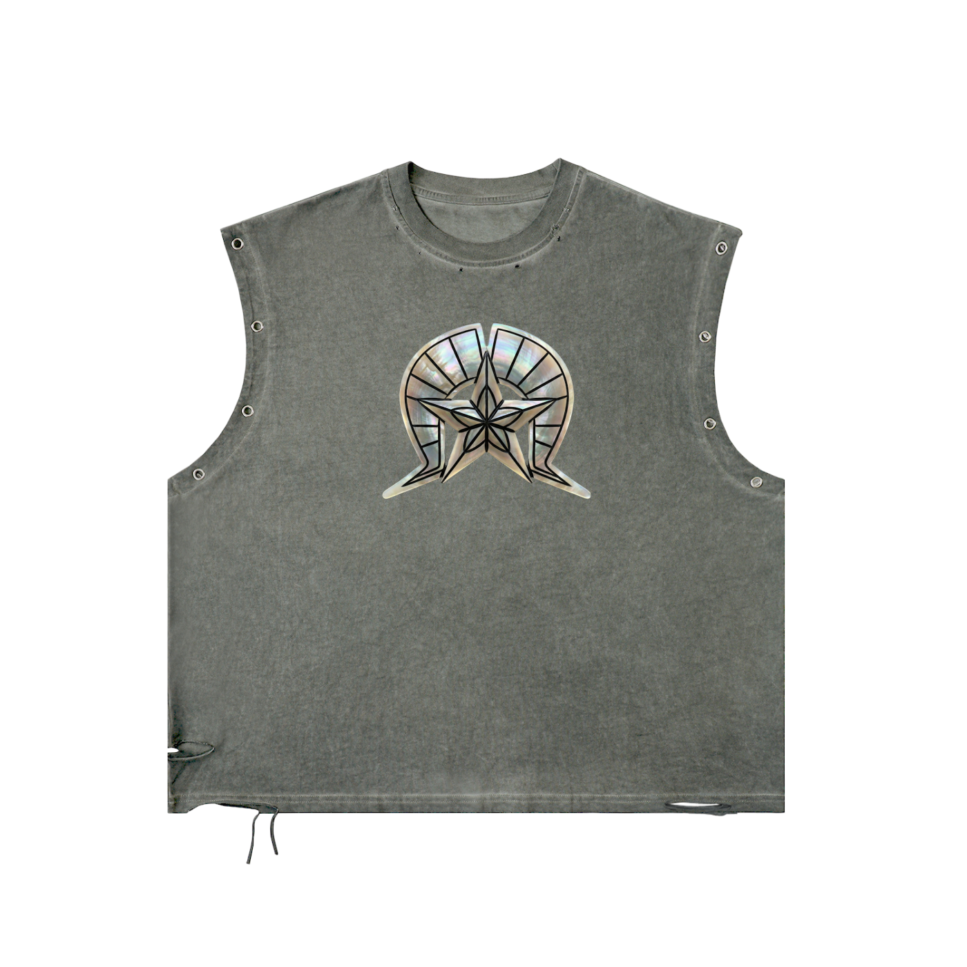 Distressed Grommet Eyelet Tank Top