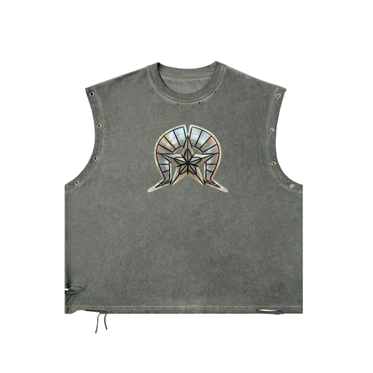 Distressed Grommet Eyelet Tank Top