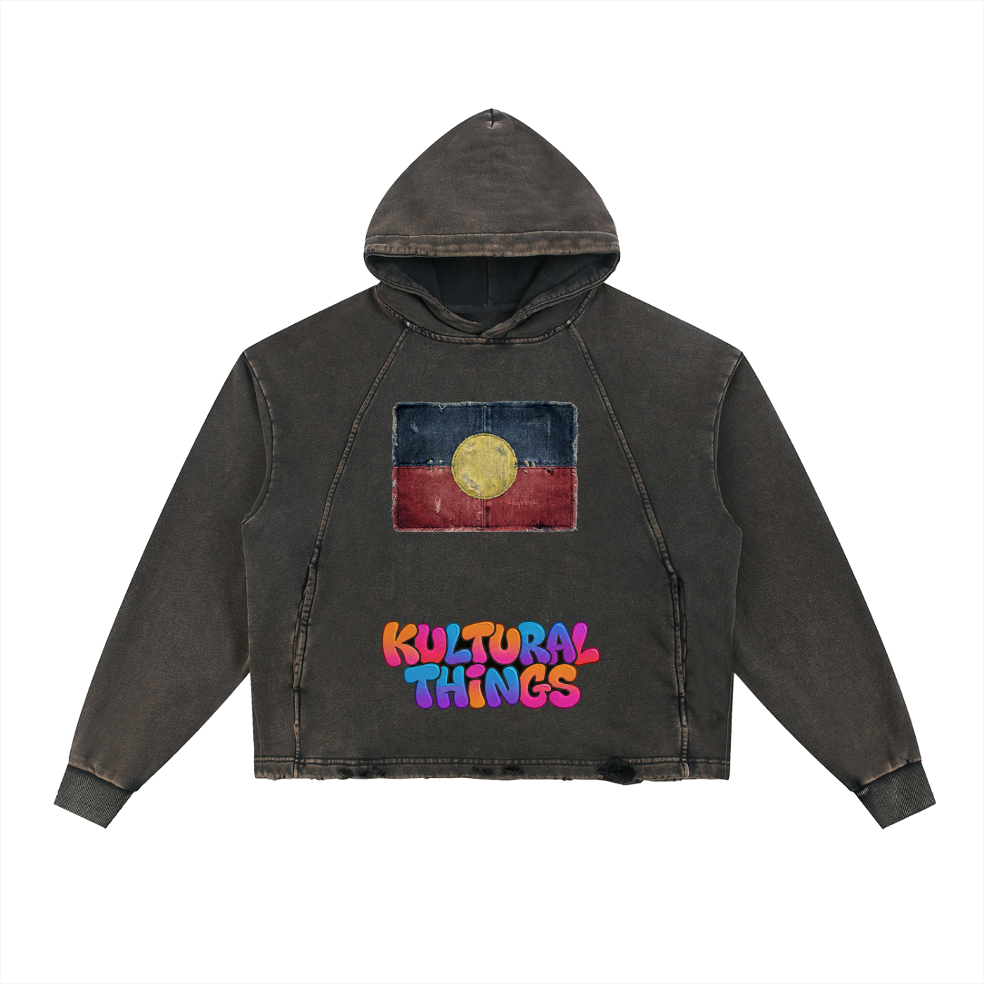Aboriginal And Kultural Things Vintage Washed Frayed-Hem Hoodie
