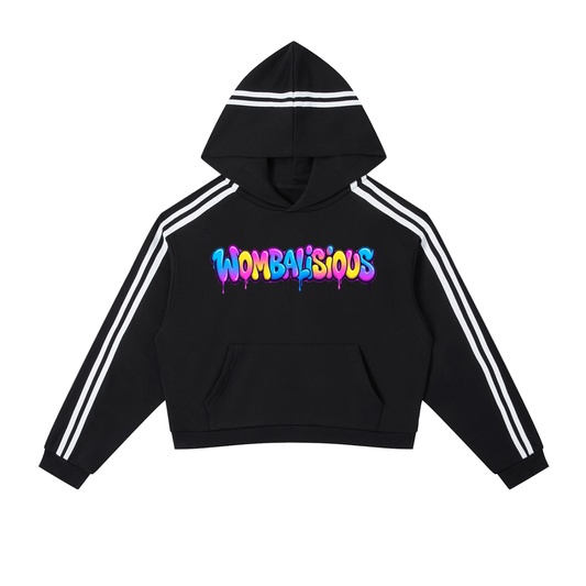 Wombalisious Side Stripe Cropped Hoodie For Women.