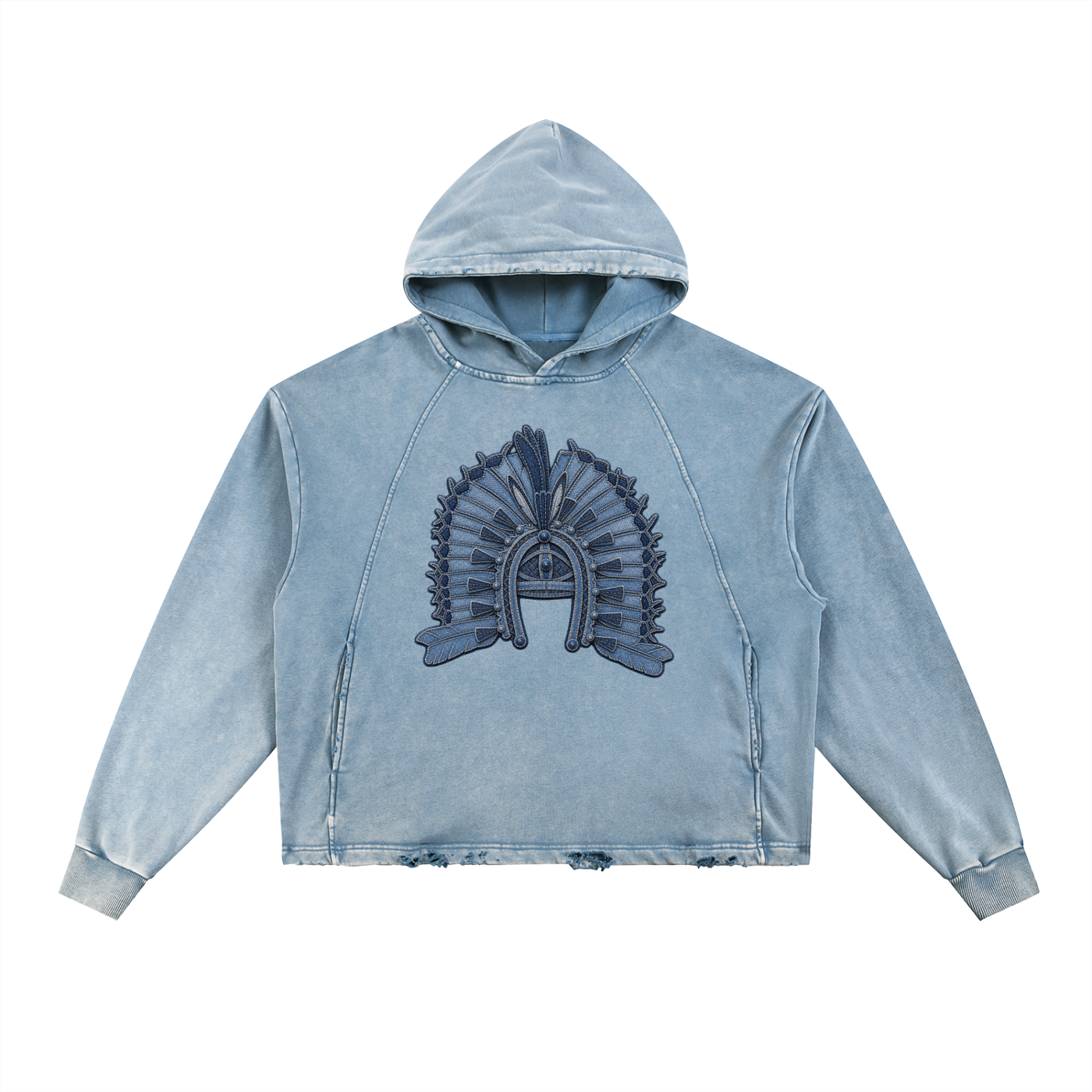 Vintage Washed Frayed-Hem Hoodie