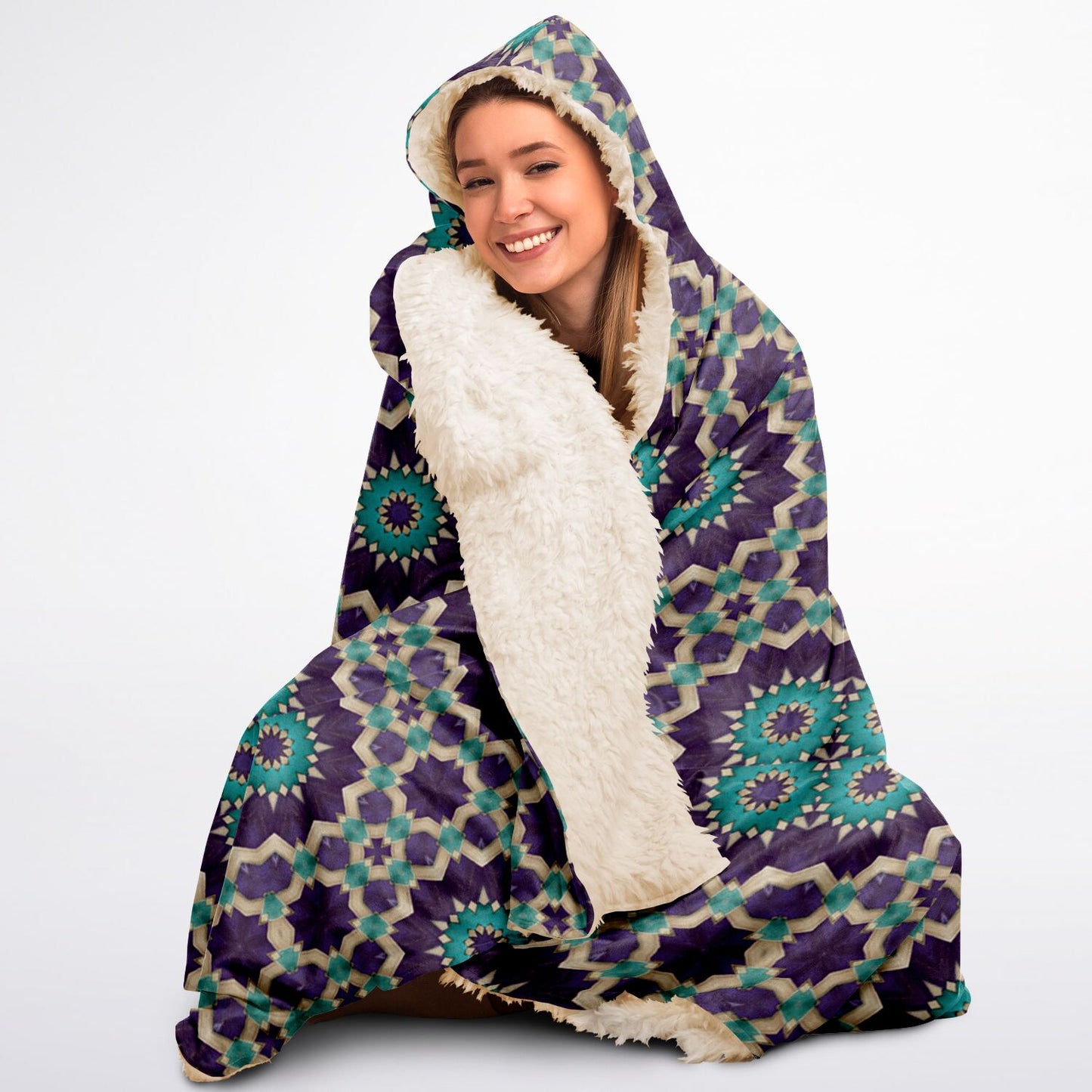 Hooded Blanket Sherpa - AOP