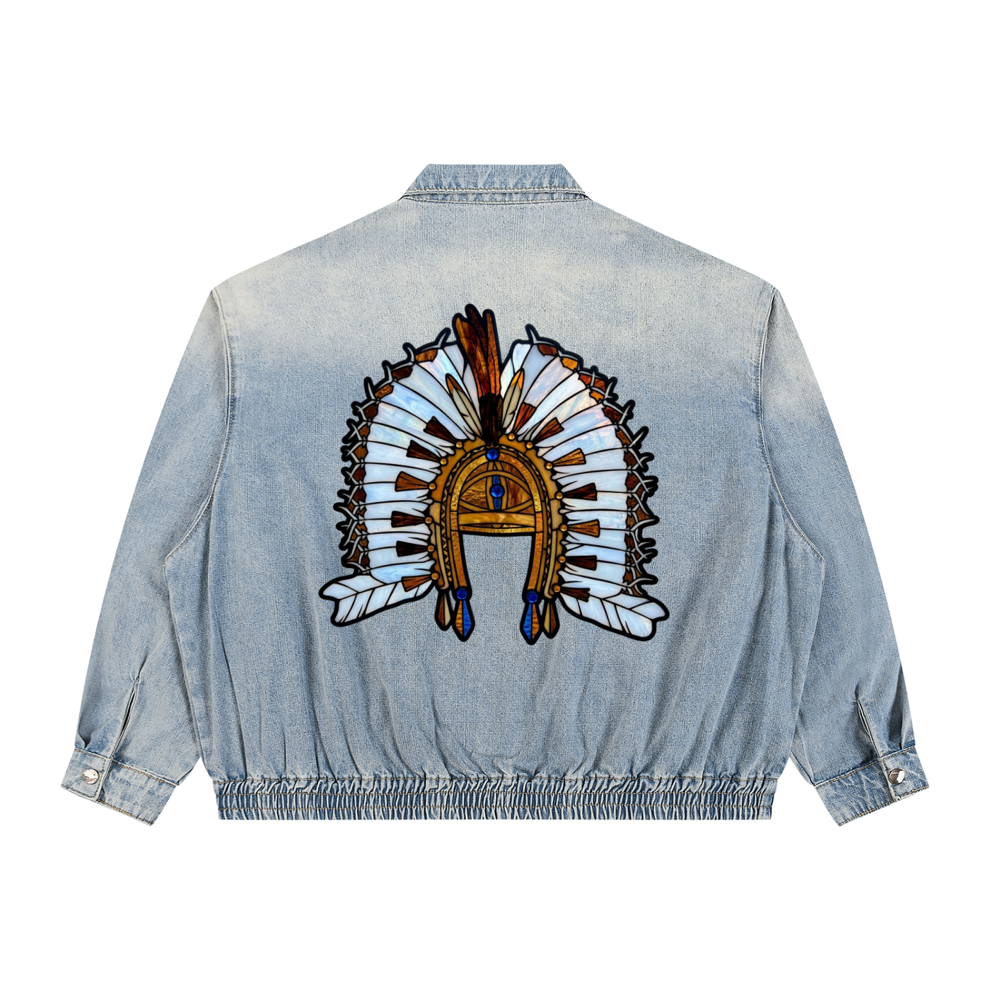 Unisex Vintage Wash Full-Zip Denim Jacket