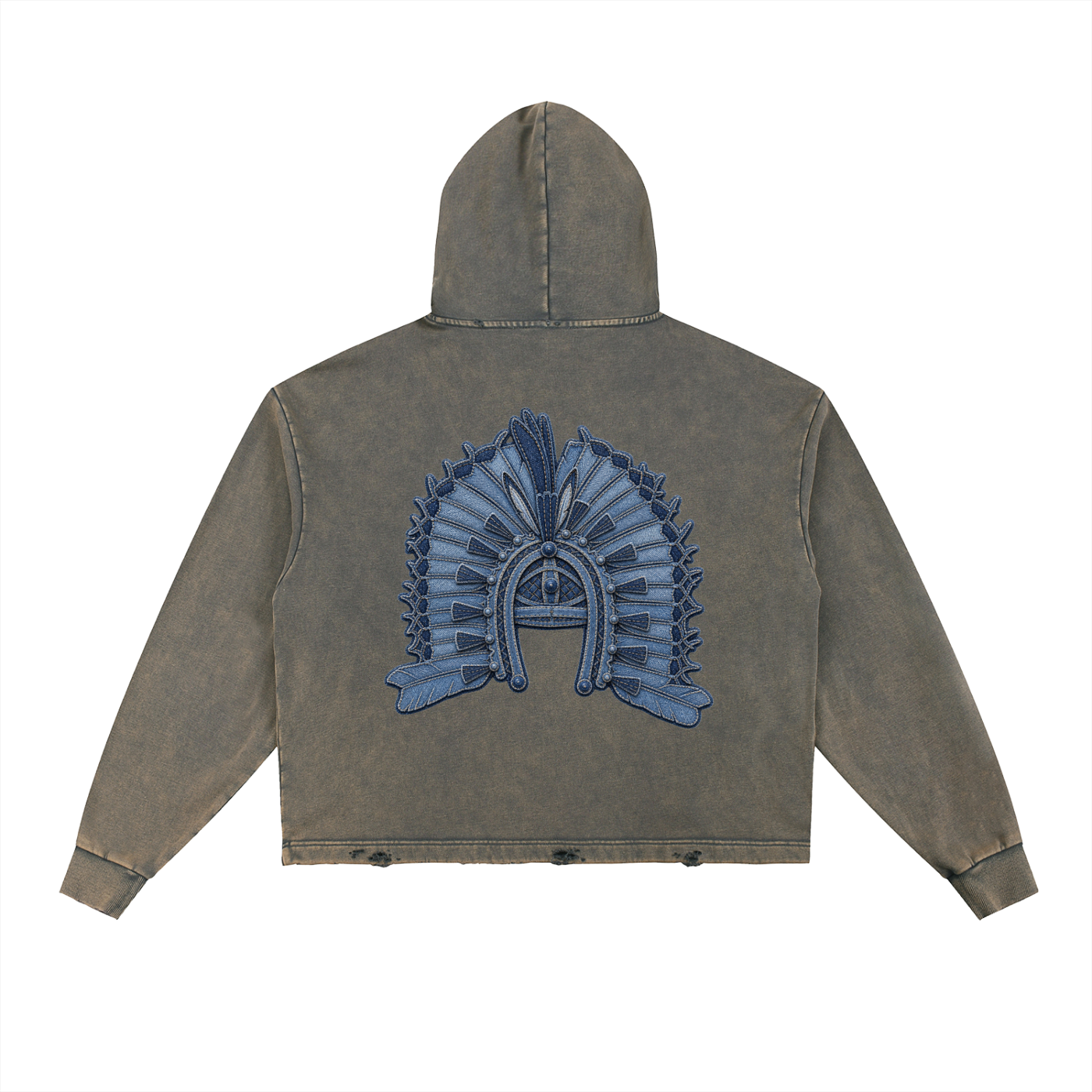 Vintage Washed Frayed-Hem Hoodie