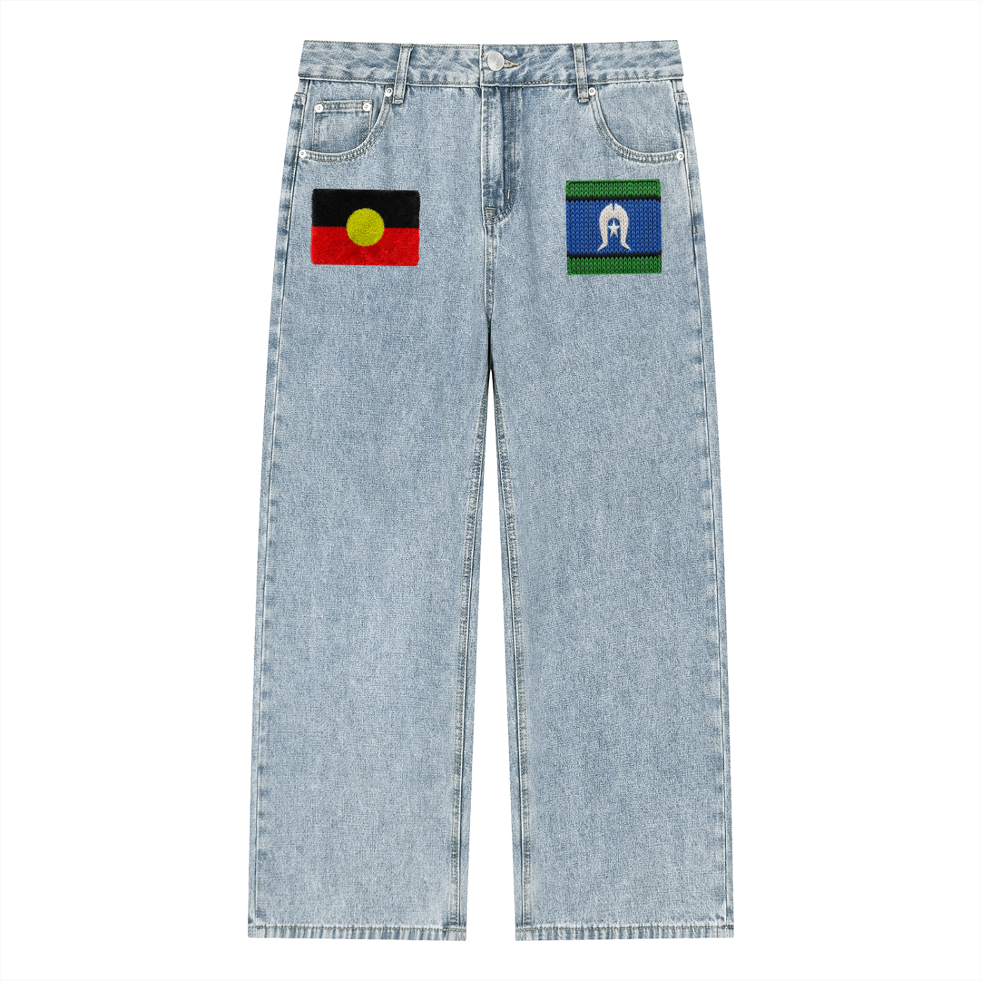 Unisex Vintage Wash Straight Leg Jeans
