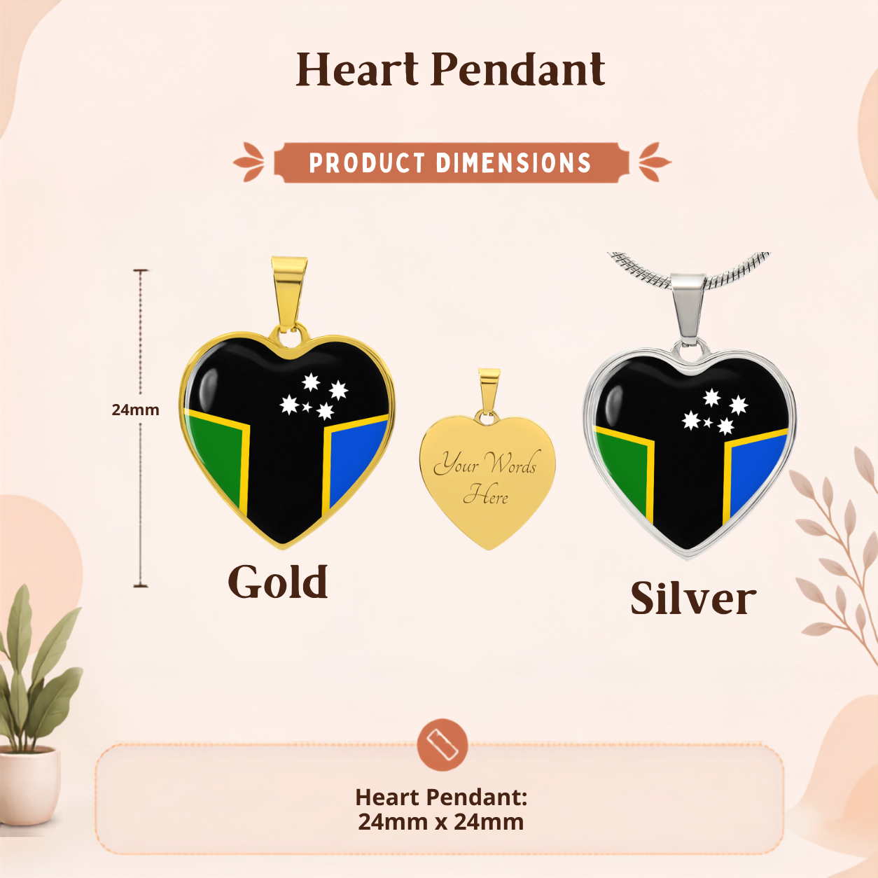 Australian South Sea Island Flag Heart Necklace | ASSI Flag Necklace |Heritage Heart Pendant | Cultural Pride Gift