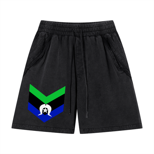 Torres Strait Unisex Vintage Wash Raw Edge Shorts