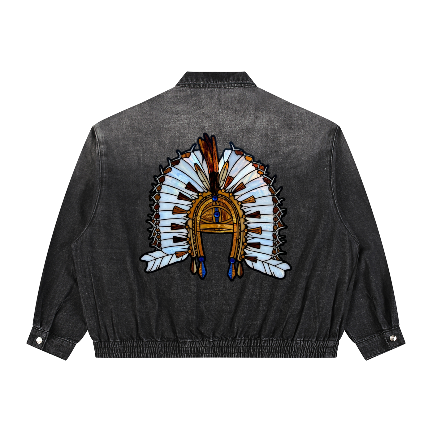 Unisex Vintage Wash Full-Zip Denim Jacket