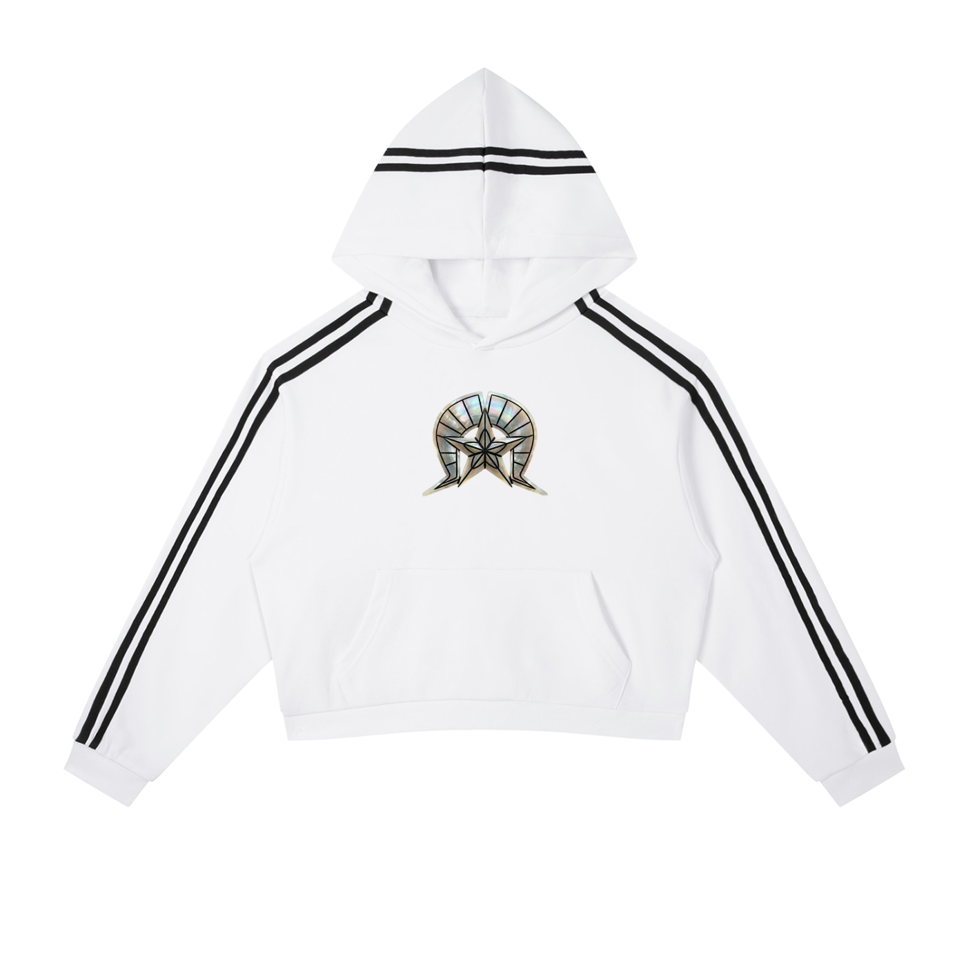 Contrast Side Stripe Cropped Hoodie